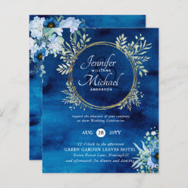 CONVITE DE CASAMENTO Floral Azul Pontado