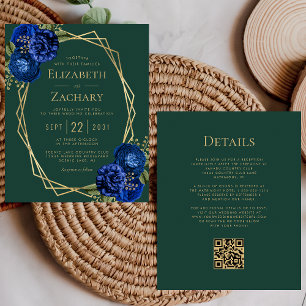 Convite de Casamento Floral Azul Real Orçamento Có