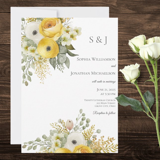 Convite de Casamento Floral Bege e Dourado Elegant (Criador carregado)