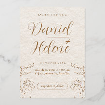 Convite de Casamento Floral Bege Elegante