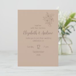 Convite de Casamento Floral Bege Elegante (estilo