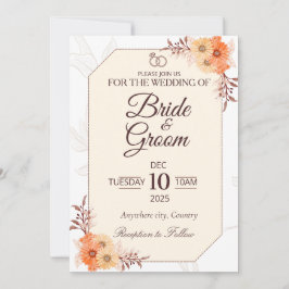 Convite de Casamento Floral Bege Elegante | Neutro