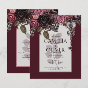 Convite de Casamento Floral Bege Orçamento SATIN