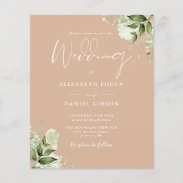 Convite de Casamento Floral Bege Verdejante Econôm