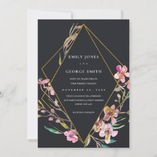 CONVITE DE CASAMENTO FLORAL BLOSSOM DE CHERRY PRET