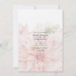 Convite de Casamento Floral Blush Dahlias