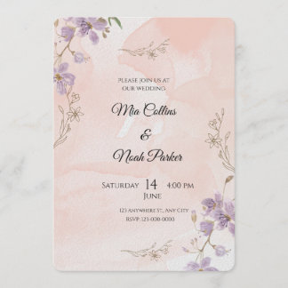 Convite de Casamento Floral Blush – Modelo Elegant