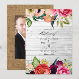 Convite de Casamento Floral Boêmio Rústico