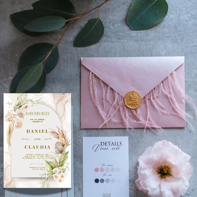 Convite de Casamento Floral Boho (Criador carregado)
