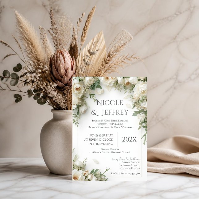 Convite de Casamento Floral Boho (Criador carregado)