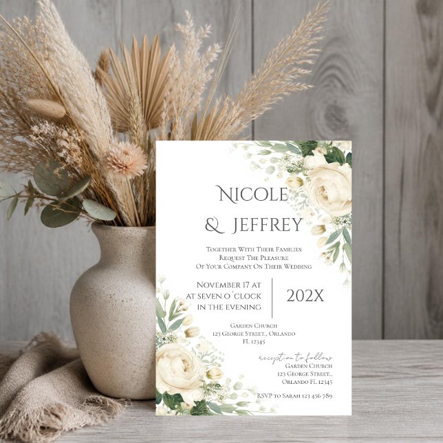 Convite de Casamento Floral Boho (Criador carregado)