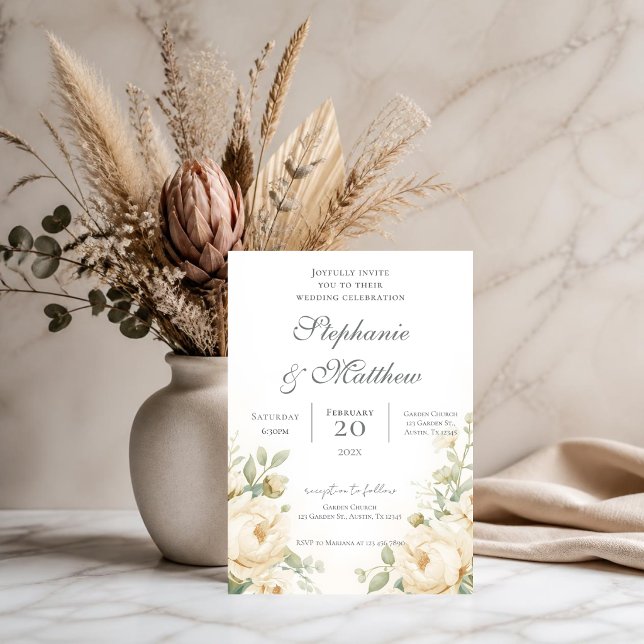 Convite de Casamento Floral Boho (Criador carregado)