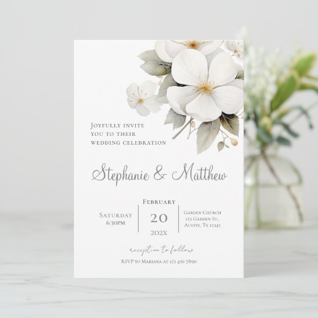 Convite de Casamento Floral Boho (Em pé/Frente)