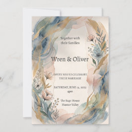 Convite de Casamento Floral Boho Aquarela