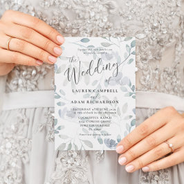 Convite de Casamento Floral Boho Azul Eucalipto