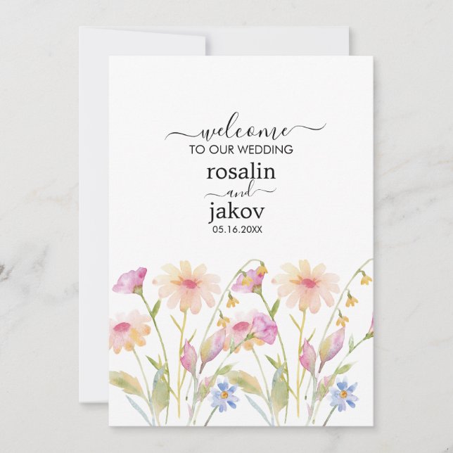 Convite de Casamento Floral Boho Blush (Frente)