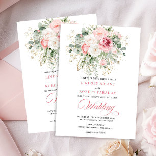 Convite de Casamento Floral Boho Blush Elegante