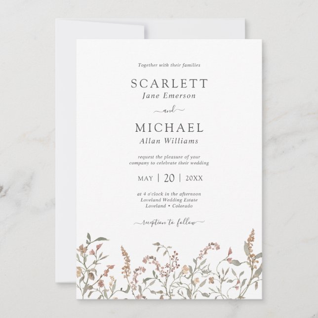 Convite de Casamento Floral Boho Chic (Frente)