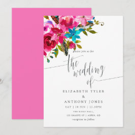 Convite de Casamento Floral Boho Chic Aquarela Ros