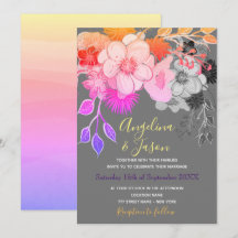 Convite de Casamento Floral Boho Colorido