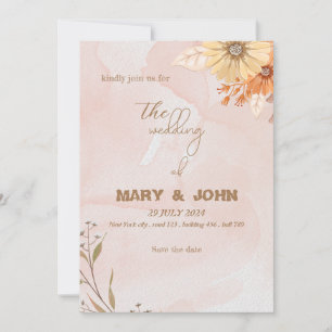 Convite de casamento floral boho elegante