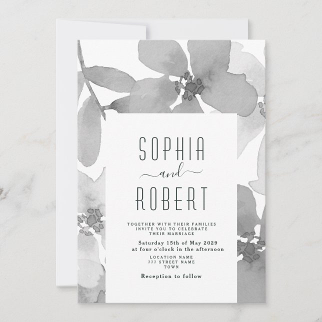 Convite de Casamento Floral Boho Elegante (Frente)