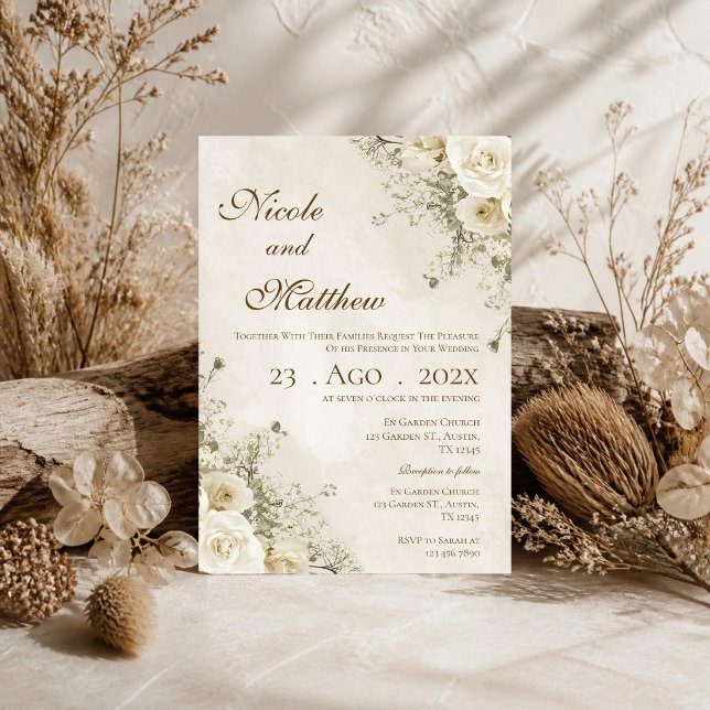 Convite de casamento floral boho elegante (Criador carregado)