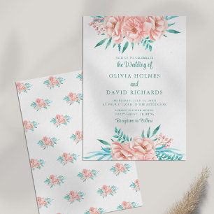 Convite de Casamento Floral Boho em Tons de Pêsseg