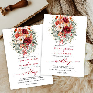 Convite de Casamento Floral Boho Eucalipto Outono