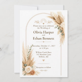 Convite de Casamento Floral Boho Hippie