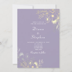 Convite de Casamento Floral Boho Lavanda