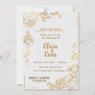 Convite de Casamento Floral Boho Neutro Rústico