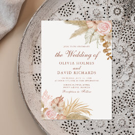 Convite de Casamento Floral Boho Pampas Moderno