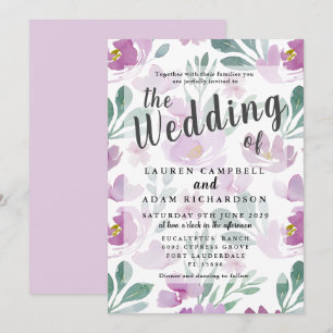 Convite de Casamento Floral Boho Roxo