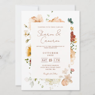 Convite de Casamento Floral Boho Rústico Aquarela
