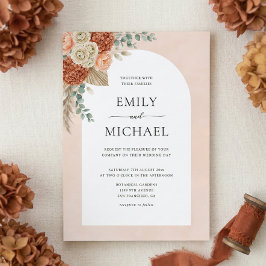 Convite de Casamento Floral Boho Terracota