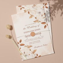 Convite de Casamento Floral Boho Terracota