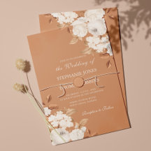 Convite de Casamento Floral Boho Terracota Elegant