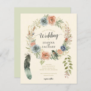 Convite de casamento Floral Boho Watercolor