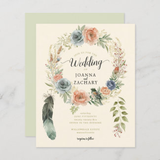 Convite de casamento Floral Boho Watercolor
