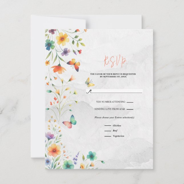 Convite de Casamento Floral Borboleta Aquarela Col (Frente)