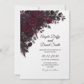 Convite de Casamento Floral Borgonha