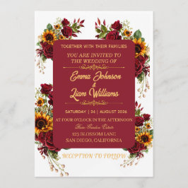 Convite de Casamento Floral Borgonha