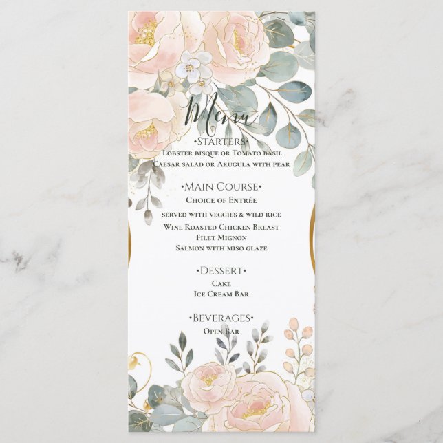 Convite de Casamento Floral Botânico Blush Peony & (Frente)