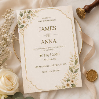 Convite de Casamento Floral Botânico Carta Elegant