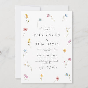 Convite de Casamento Floral Botânico de Flor Silve