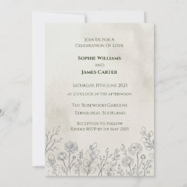 Convite de Casamento Floral Botânico Minimalista