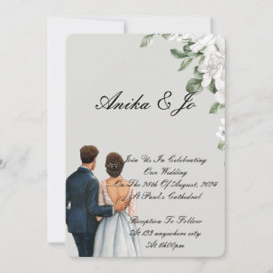 convite de casamento floral branco