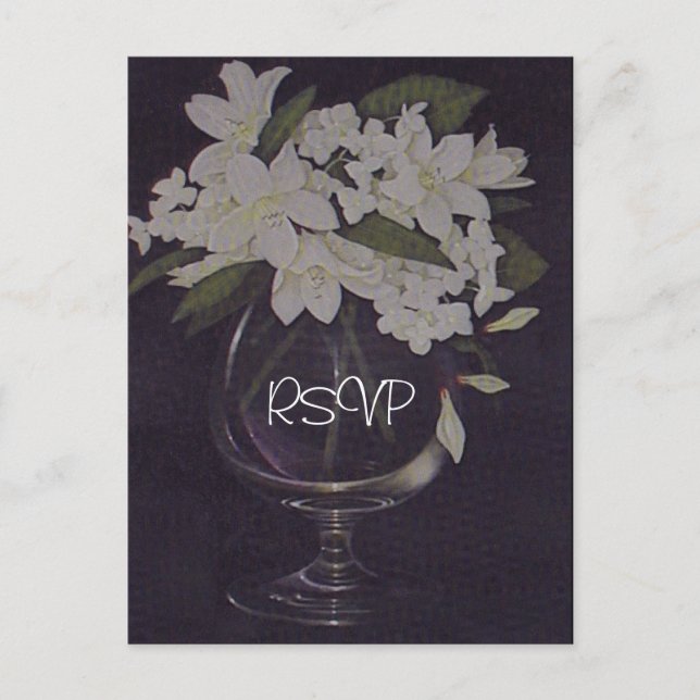 Convite de Casamento Floral Branco com RSVP e Foto (Frente)