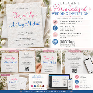 Convite de Casamento Floral Branco Cor Personaliza